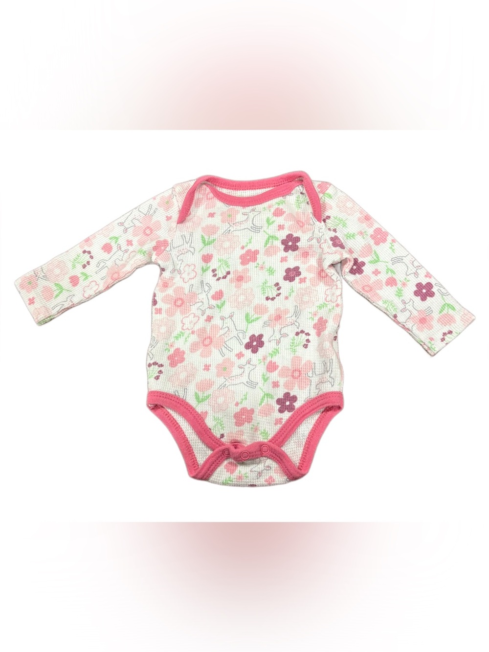 duck duck goose Floral & Deer Thermal Long Sleeve Bodysuit - Size 0-3M
